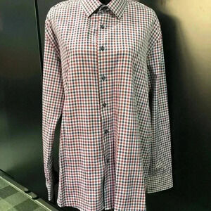Monza by Rosso Milano tailored fit red check dress shirt button down - XL 17.5